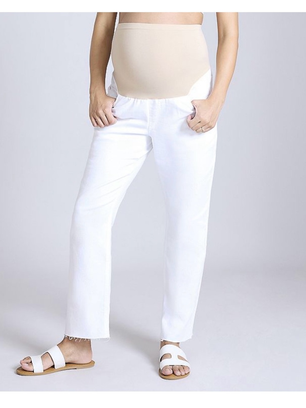 Motherhood Maternity Straight-Leg Jeans in White